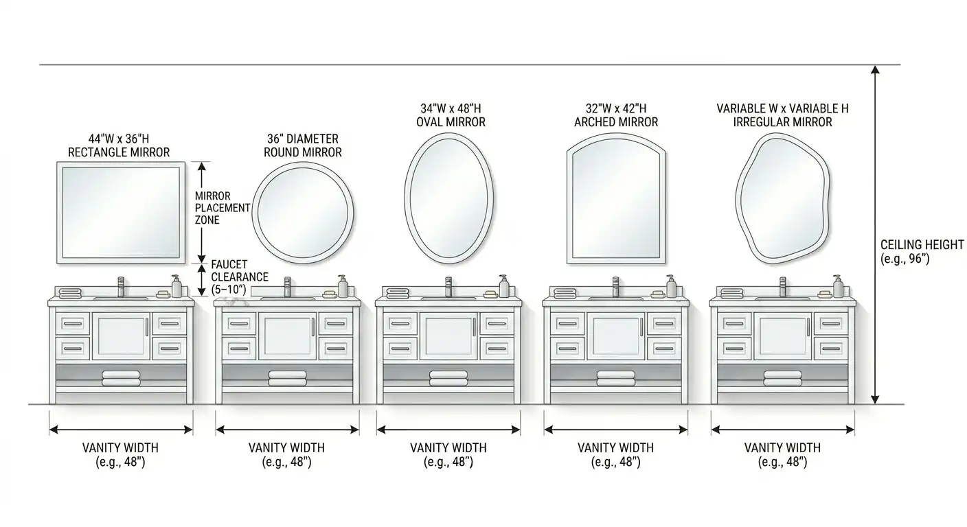 five bathroom mirror shapes