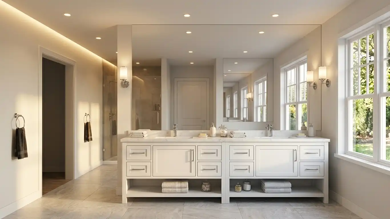 frameless bathroom mirror