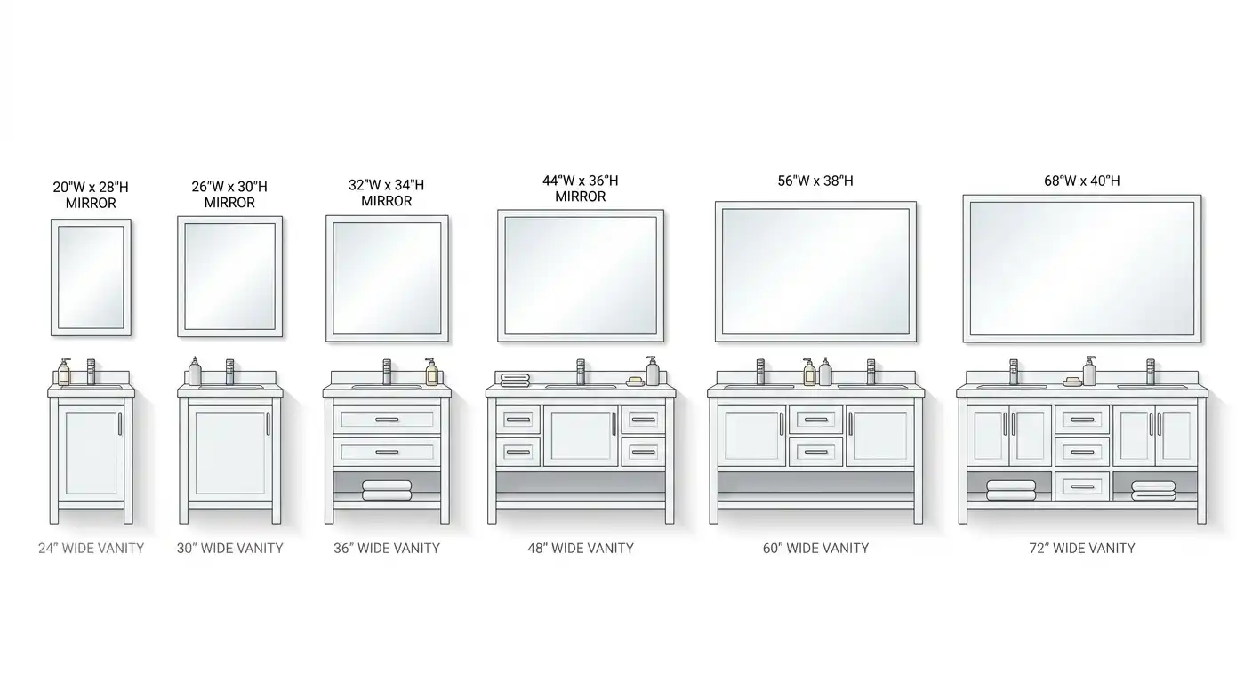 six different vanity widths