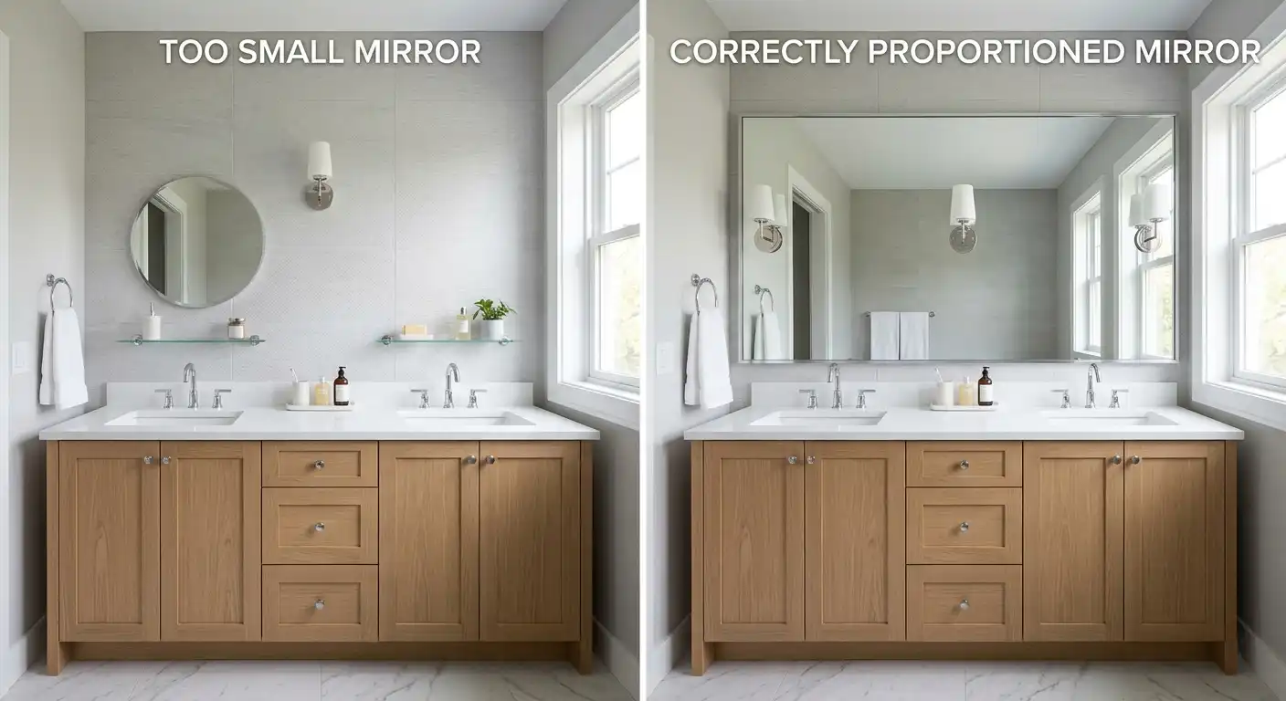 Bathroom mirror comparisons of different sizes